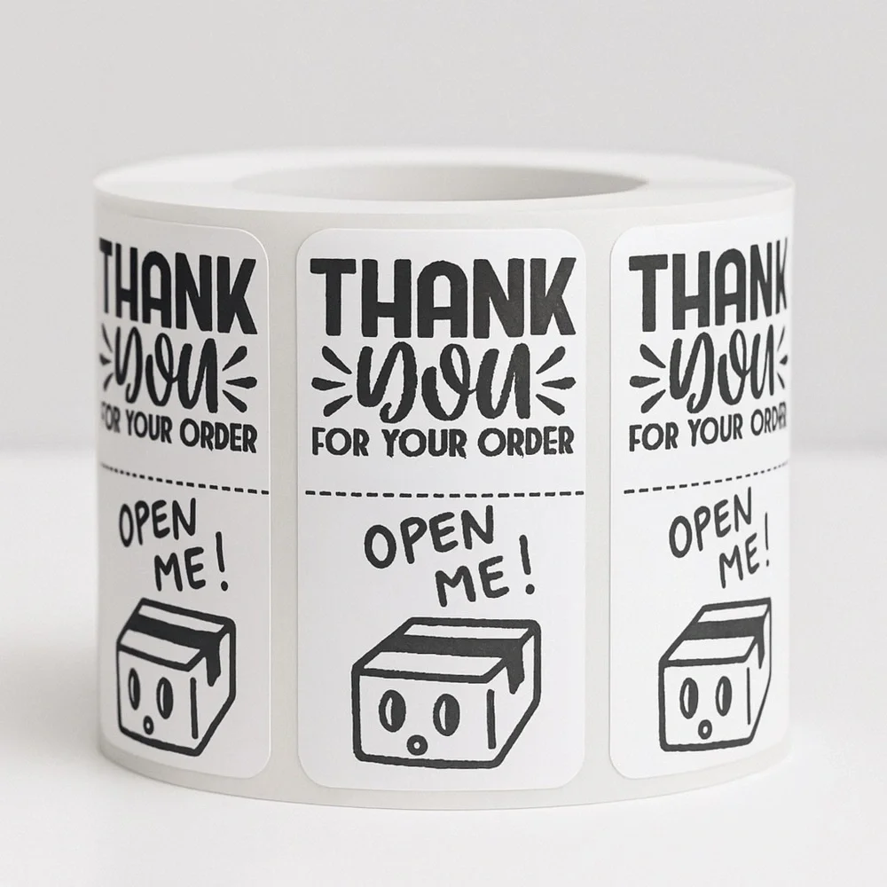 Set of 100 - Thank you / Open Me Seal Adhesive Packaging Label Stickers 2in​​​